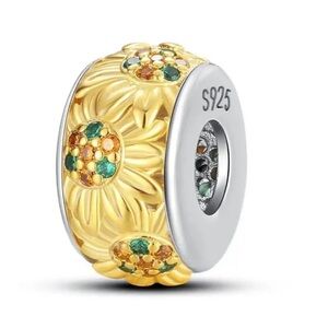 NEW Sunflower Pandora Style Spacer Charm